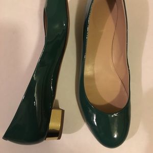 Jcrew patent forest green janey pumps
